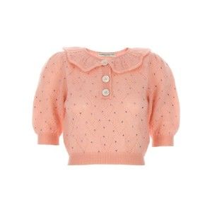 Alessandra Rich Rhinestone Appliqué Mohair Blend Sweater - NWT